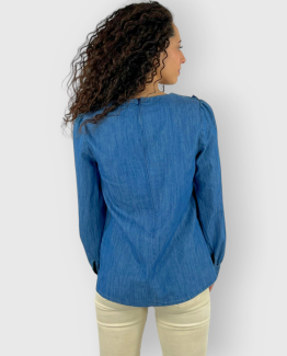 Blusa denim bordada