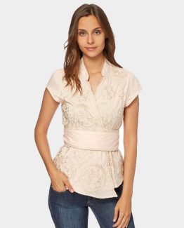Blusa cruzada bordada Tutto Tempo