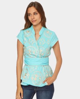 Blusa cruzada bordada Tutto Tempo