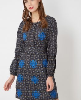 Vestido estampado bordado - Tutto Tempo