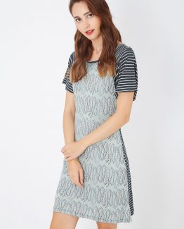 Vestido ajustado combinado manga corta - Tutto Tempo