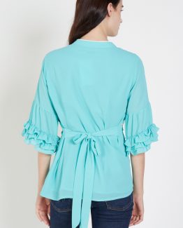 Blusa bordada con cinturón - Tutto Tempo