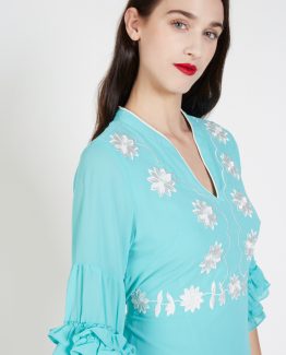 Blusa bordada con cinturón - Tutto Tempo