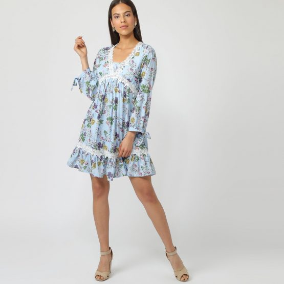 Vestido flores escote de pico - Tutto Tempo