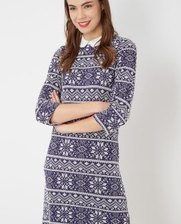 Vestido estampado con cuello bebé