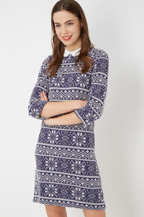 Vestido estampado con cuello bebé