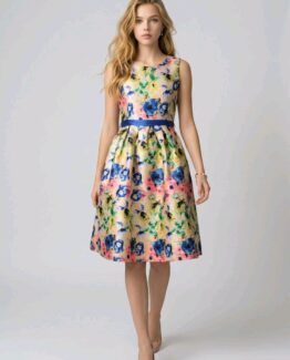 Vestido satinado de flores