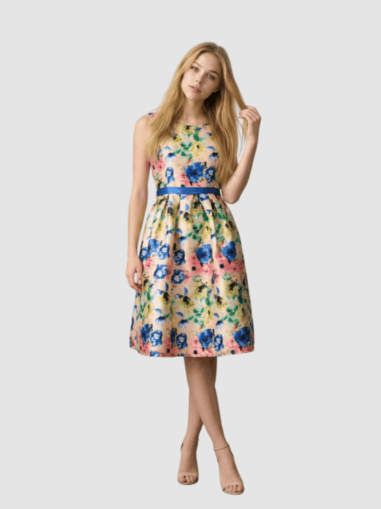 Vestido satinado de flores