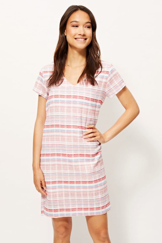 Vestido de rayas bordado