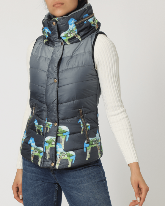 Chaleco guateado estampado