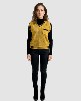 Chaleco de punto con ribetes en contraste