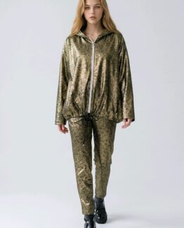 Chaqueta de brillo con capucha