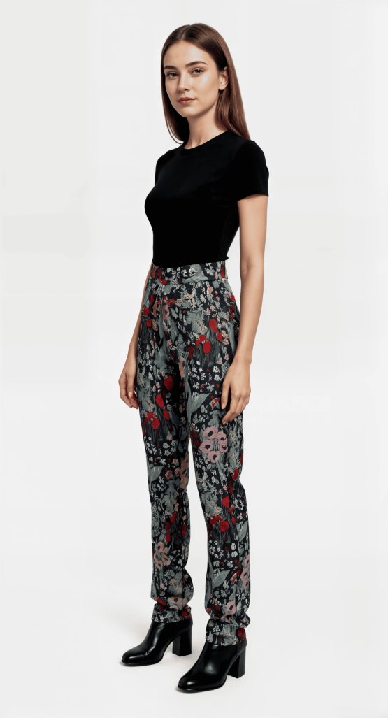 Pantalón satinado de flores