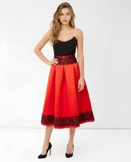 Falda midi bordada