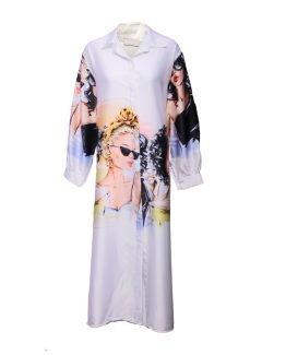 Vestido camisero largo estampado