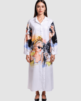 Vestido camisero largo estampado