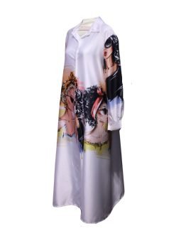 Vestido camisero largo estampado