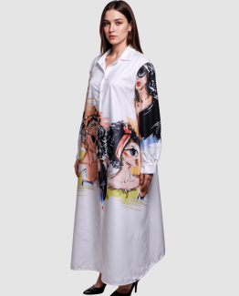 Vestido camisero largo estampado