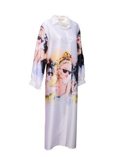 Vestido camisero largo estampado
