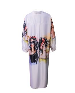 Vestido camisero largo estampado