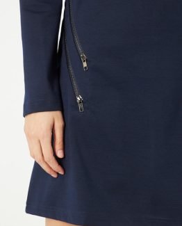 Vestido acampanado con cremalleras
