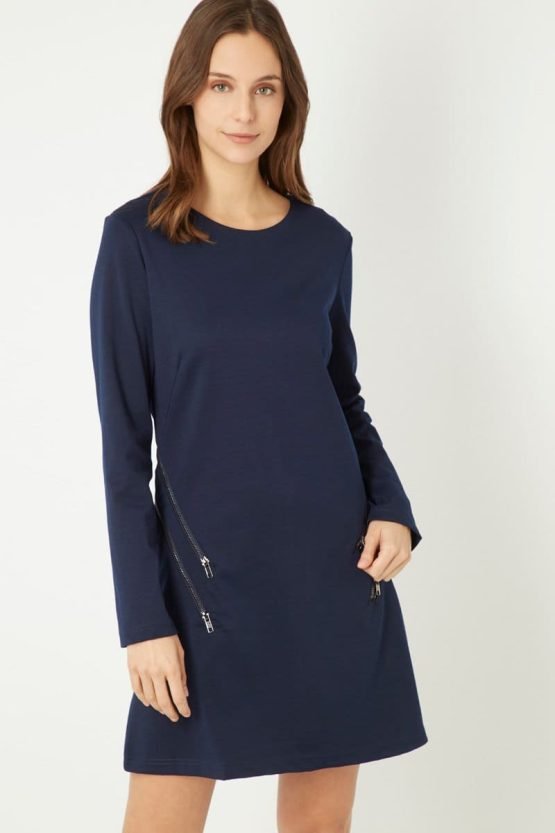 Vestido acampanado con cremalleras