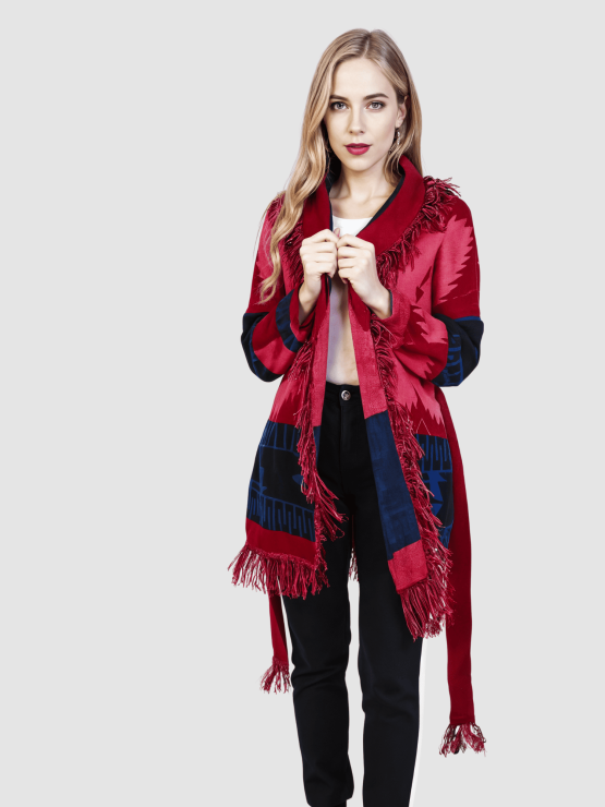 Chaqueta estampada con cinturón