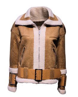 Chaqueta biker efecto piel con cuello y detalles de borreguito