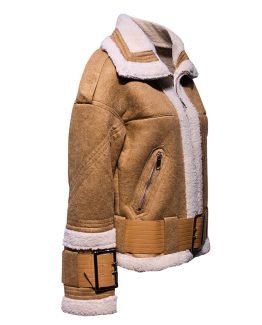 Chaqueta biker efecto piel con cuello y detalles de borreguito