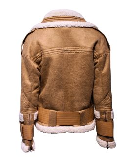 Chaqueta biker efecto piel con cuello y detalles de borreguito