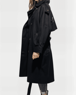 Gabardina Trench Oversize de Mujer en Algodón con Cinturón y Dibujo Posterior