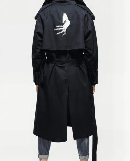 Gabardina Trench Oversize de Mujer en Algodón con Cinturón y Dibujo Posterior