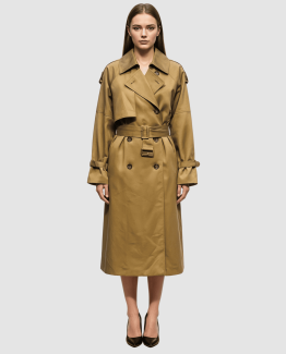 Gabardina Trench Oversize de Mujer en Algodón con Cinturón y Dibujo Posterior