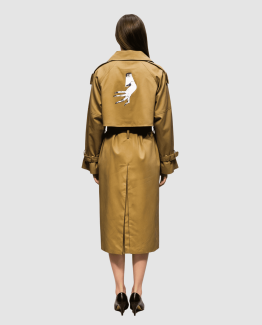 Gabardina Trench Oversize de Mujer en Algodón con Cinturón y Dibujo Posterior