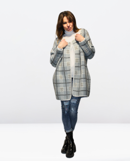Chaqueta de cuadros con bolsillos