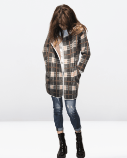 Chaqueta de cuadros con bolsillos