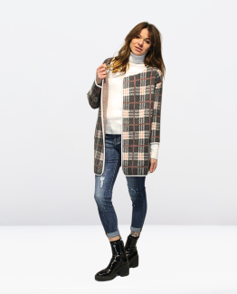 Chaqueta de cuadros con bolsillos