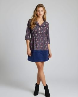 Vestido combinado estampado