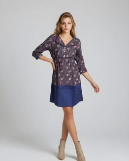 Vestido combinado estampado