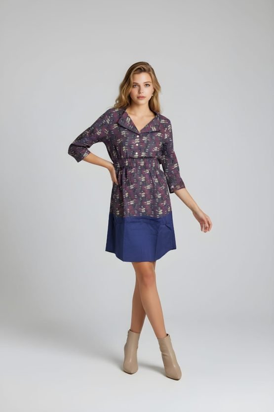 Vestido combinado estampado