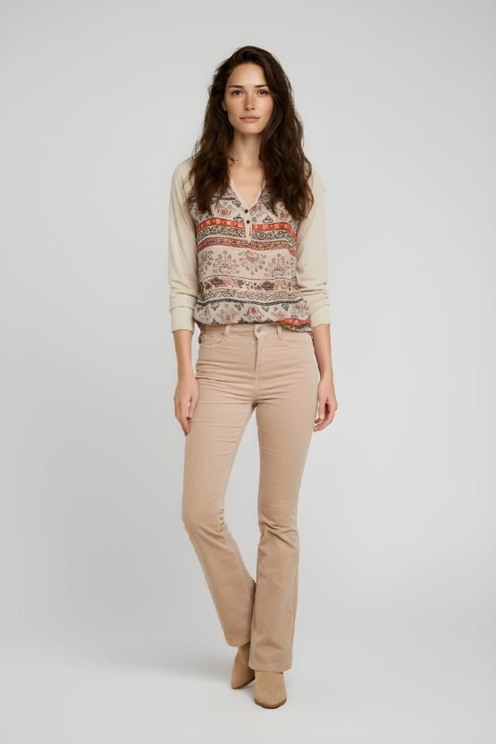 Blusa combinada estampada