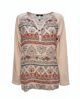 Blusa combinada estampada