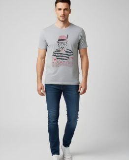 Camiseta de algodón estampada