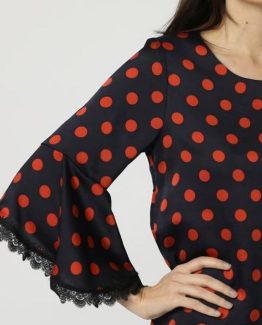 Vestido satinado de lunares