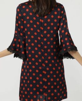 Vestido satinado de lunares