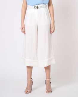 Pantalón culotte fluido con cinturón