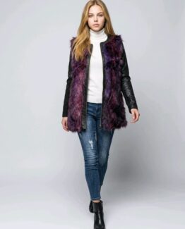 Chaqueta de pelo combinada