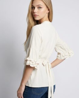 Blusa bordada con cinturón - Tutto Tempo