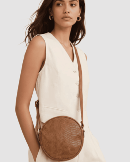 Bolso redondo de imitación ante
