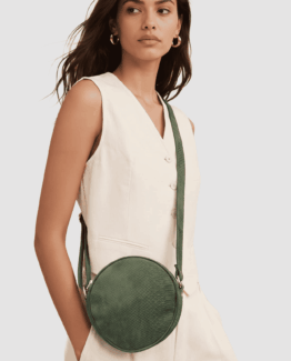 Bolso redondo de imitación ante
